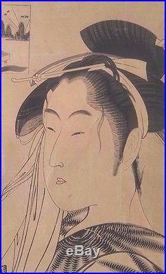 Antique Early 19th c. Japanese Woodblock Print by Kitagawa Utamaro