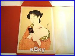 Antique Hashiguchi Goyo A Girl In Makeup Ukiyo-e Nishiki-e Woodblock Print