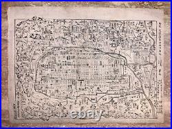 Antique Japanese 1800s Edo Period Woodblock Print Tourist Map