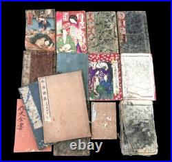 Antique Japanese Books Set of 14 Woodblock prints MEIJI EDO era UKIYO-E #5