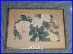 Antique Japanese Chinese Floral Woodblock Print