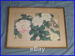 Antique Japanese Chinese Floral Woodblock Print