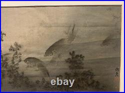 Antique Japanese Fish Woodblock Print stamped Matsumoto Print on reverse old