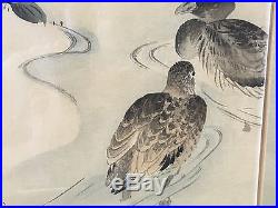 Antique Japanese Meiji Shibata Zeshin Signed Watercolor & Ink Woodblock Ducks