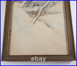 Antique Japanese Suzuki Shonen Mountain village in the snow Woodblock Print