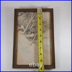 Antique Japanese Suzuki Shonen Mountain village in the snow Woodblock Print