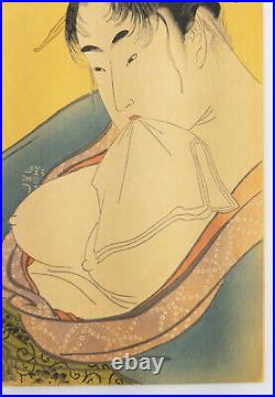 Antique Japanese Ukiyo-e Woodblock Print Low Class Prostitue Kitagawa Utamaro