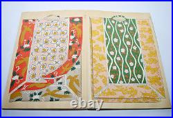 Antique Japanese Woodblock Color Print Printed Samurai Textile Pattern Book