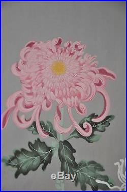 Antique Japanese Woodblock Print Chrysanthemum