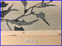 Antique Japanese Woodblock Print Kitao Shigemasa Western Kingfisher 11 X 7 In