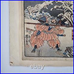 Antique Japanese Woodblock Print Kuniyoshi Warriors In Battle