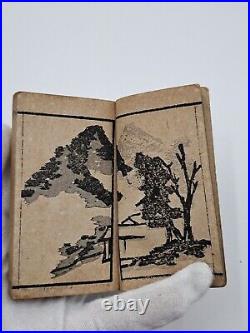 Antique Japanese Woodblock Print Miniature Book ink painting? 1 set of 4 books