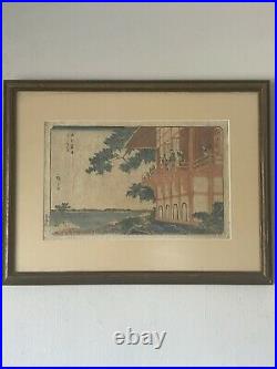 Antique Japanese Woodblock Print Old Vintage Japan Landscape Figurative