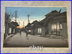 Antique Japanese Woodblock Print Twilight At Imamiya Street by Ishiwata Koitsu Antique Japanese Woodblock Print Twilight At Imamiya Street by Ishiwata Koitsu