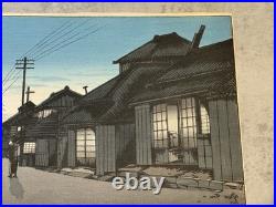 Antique Japanese Woodblock Print Twilight At Imamiya Street by Ishiwata Koitsu