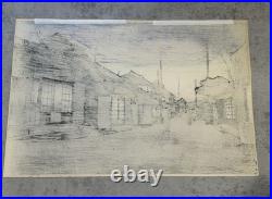Antique Japanese Woodblock Print Twilight At Imamiya Street by Ishiwata Koitsu
