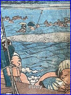 Antique Japanese Woodblock Print by Utagawa Hiroshige Ca. 1845