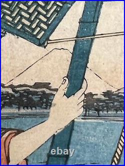 Antique Japanese Woodblock Print by Utagawa Hiroshige Ca. 1845