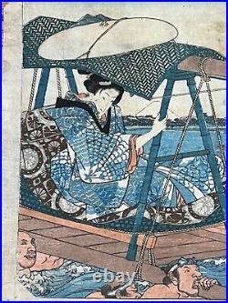 Antique Japanese Woodblock Print by Utagawa Hiroshige Ca. 1845