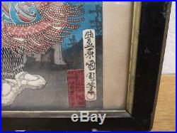 Antique Japanese Woodblock Prints x 2 19th Century Toyohara Kunichika