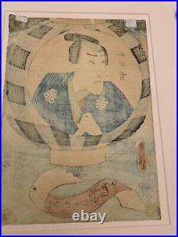 Antique Japanese Woodblock Ukiyo-e Print by Utagawa Kunisada