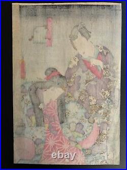 Antique Japanese Woodblock Utagawa Kunisada The Tenth Month 1847-52 Toyokuni III
