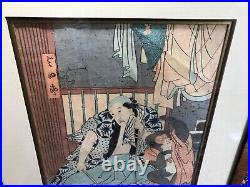 Antique Japanese Woodblock original print by Utagawa Kunisada Toyokuni Framed