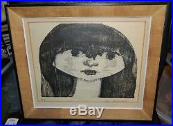 Antique Joichi Hoshi Framed Woodblock Print Japanese Hand Signed 1958 LOOK