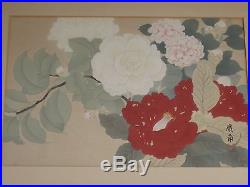 Antique Oriental Japanese Chinese Floral Woodblock Print