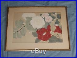 Antique Oriental Japanese Chinese Floral Woodblock Print