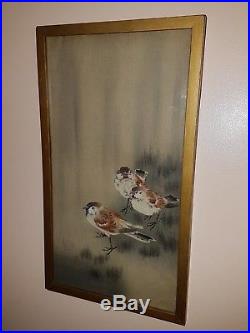 Antique Original Japanese Woodblock Print By Ohara Koson (1877-1945),'Sparrows