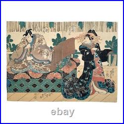 Antique Original Ukiyo-e Kunisada Utagawa? Woodblock Print Iwai Shijyaku Edo