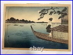 Antique Original Utagawa Hiroshige Japanese Woodblock Print Obama 1920's