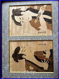 Antique Signed Japanese Woodblock Print of a Samurai Warrior
