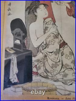 Antique Ukiyo-e Kiyonaga Torii Beauty Painting Japanese Woodblock Print