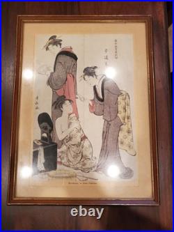 Antique Ukiyo-e Kiyonaga Torii Beauty Painting Japanese Woodblock Print