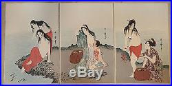 Antique Ukiyo-e Rare Japanese Woodblock Print Kitagawa Utamaro Pearl Divers