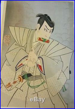 Antique Ukiyo-e Rare Japanese Woodblock Print Toyohara Kunichika Two Actors