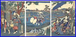 Antique Ukiyo-e Toyokuni III Kunihisa Edo Period 1864 Woodblock Print m22 0494