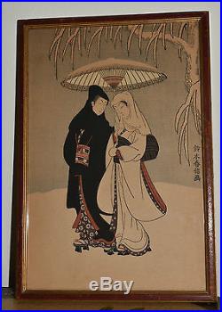 Antique Vtg Japanese Original Signed Art Geisha Bijin-ga Wood Block Print