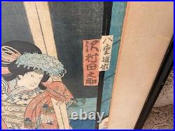 Antique old Japanese Woodblock print Geisha