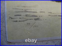 Aoyoma Masaharu Black Cat Japanese Woodblock Print Limited Edition 77/100 Signed