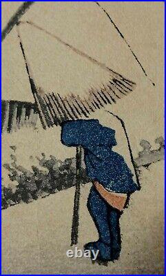 Artist Stamped Japanese Woodblock Of Winter Landscape