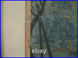 Atq. Japanese woodblock print SHIRO KASAMATSU 1930s SHINOBAZU POND IN THE MIST