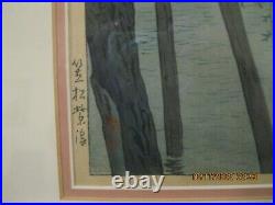 Atq. Japanese woodblock print SHIRO KASAMATSU 1930s SHINOBAZU POND IN THE MIST