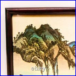 Authentic Hiroshige Ukiyo-e Woodblock Print -Sakanoshita Fudesute Cliff Framed