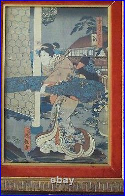 Authentic! Utagawa Japanese Original Woodblock Print With Custom Framed