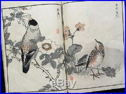 BAIREI Flowers birds Woodcut album JPN Woodblock print Book HYAKUCHO GAFU #2