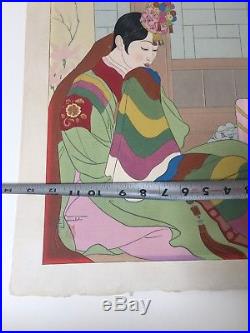 Beautiful Japanese PAUL JACOULET Woodblock Print LA MARIEE Seoul, Coree