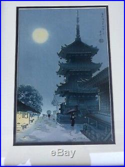 Benji Asada Moon And Kiyomizu Temple Framed Vintage Woodblock Print Kyoto Uchida